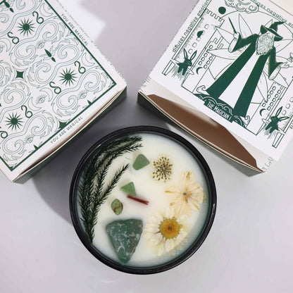 Mint Fragrance Magic Flower Candle - Jade Crystals - Bath & Soak