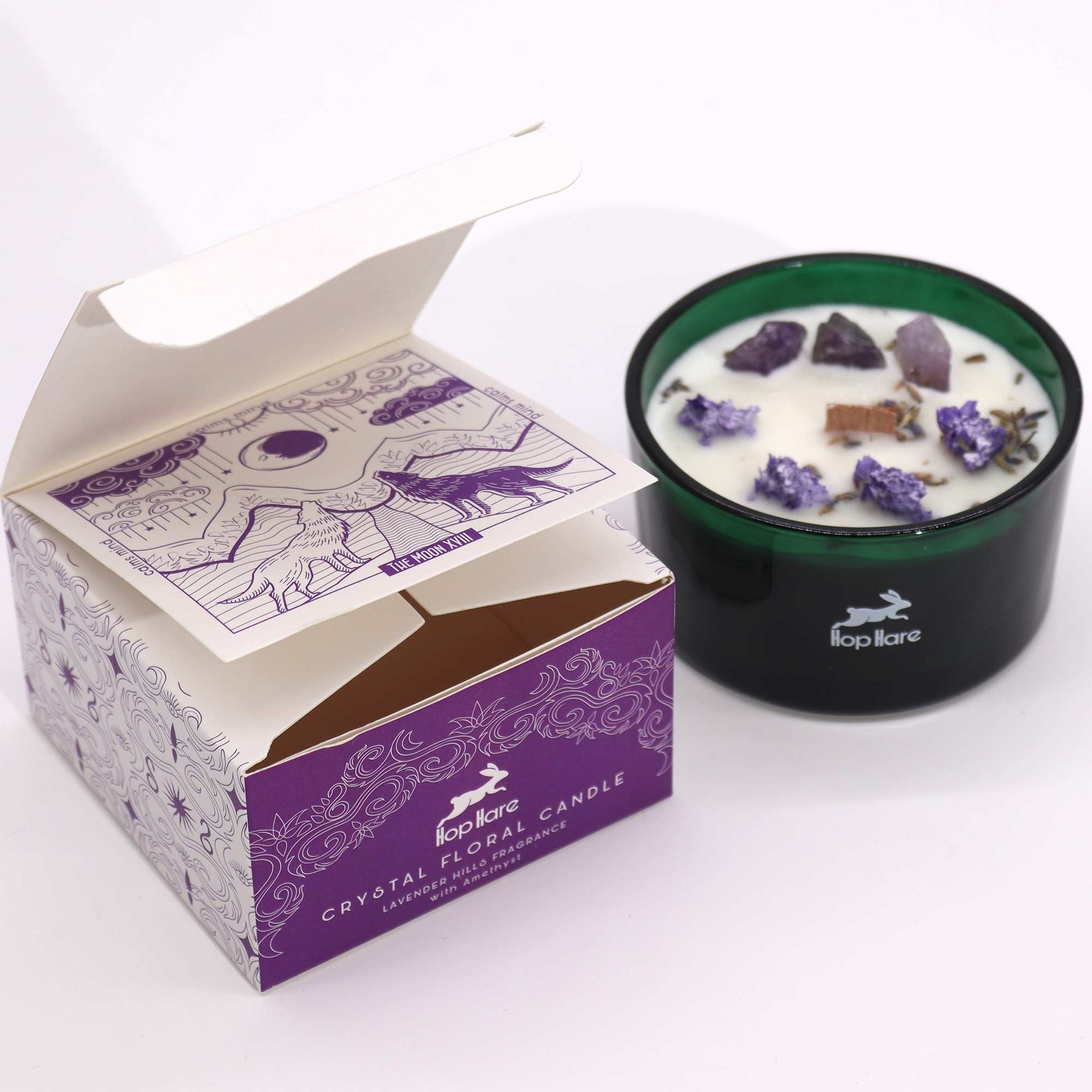 Lavender Fragrance Magic Flower Candle - Amethyst Crystals