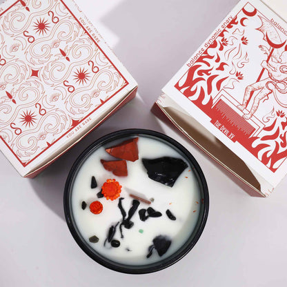 Blooming Inferno Fragrance Magic Flower Candle - Rock Quartz Crystals - Bath & Soak