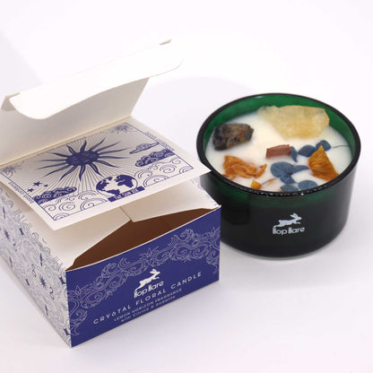 Lemon Fragrance Magic Flower Candle - Citrine & Sodalite Crystals - Bath & Soak