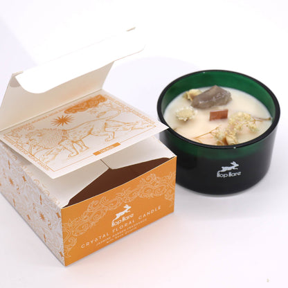 Jasmine Fragrance Magic Flower Candle - Red Jasper & Black Agate Crystals - Bath & Soak