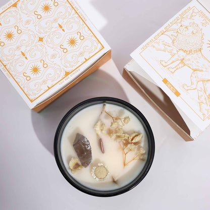 Jasmine Fragrance Magic Flower Candle - Red Jasper & Black Agate Crystals - Bath & Soak