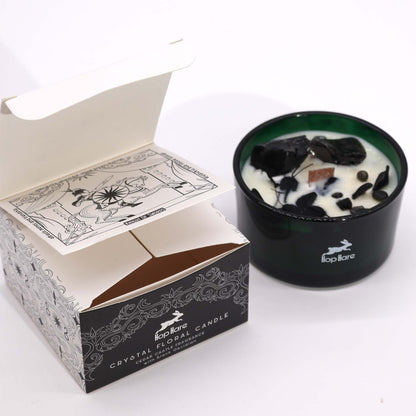 Cedar Fragrance Magic Flower Candle - Black Obsidian Crystals - Bath & Soak