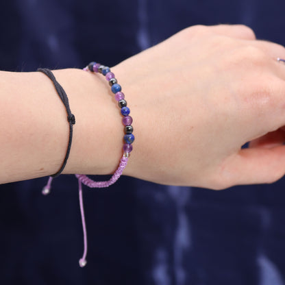 Aquarious Zodiac Crystal Candle With Amethyst, Lapis Lazuli & Hematite Gemstone Bracelet - Bath & Soak