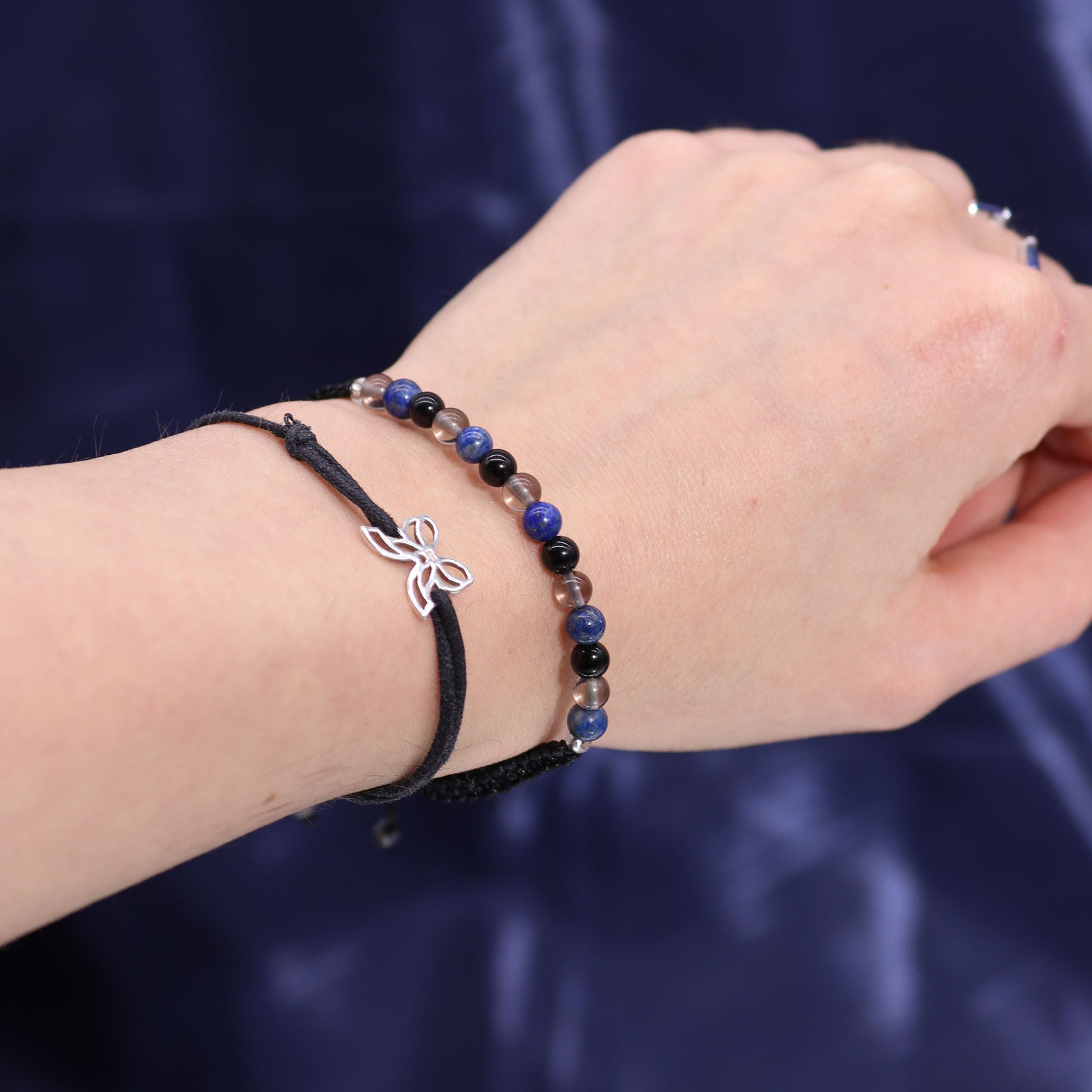 Scorpio Zodiac Crystal Candle With Smoky Quartz, Lapis Lazuli & Black Obsidian Gemstone Bracelet