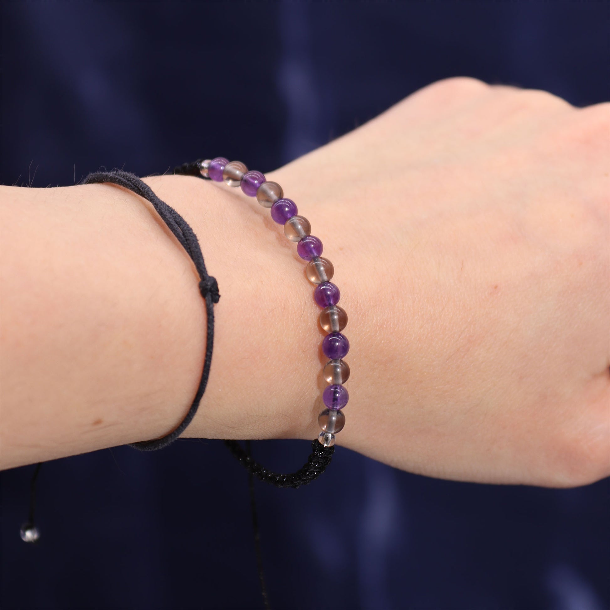 Capricorn Zodiac Crystal Candle With Amethyst & Smoky Quartz Gemstone Bracelet
