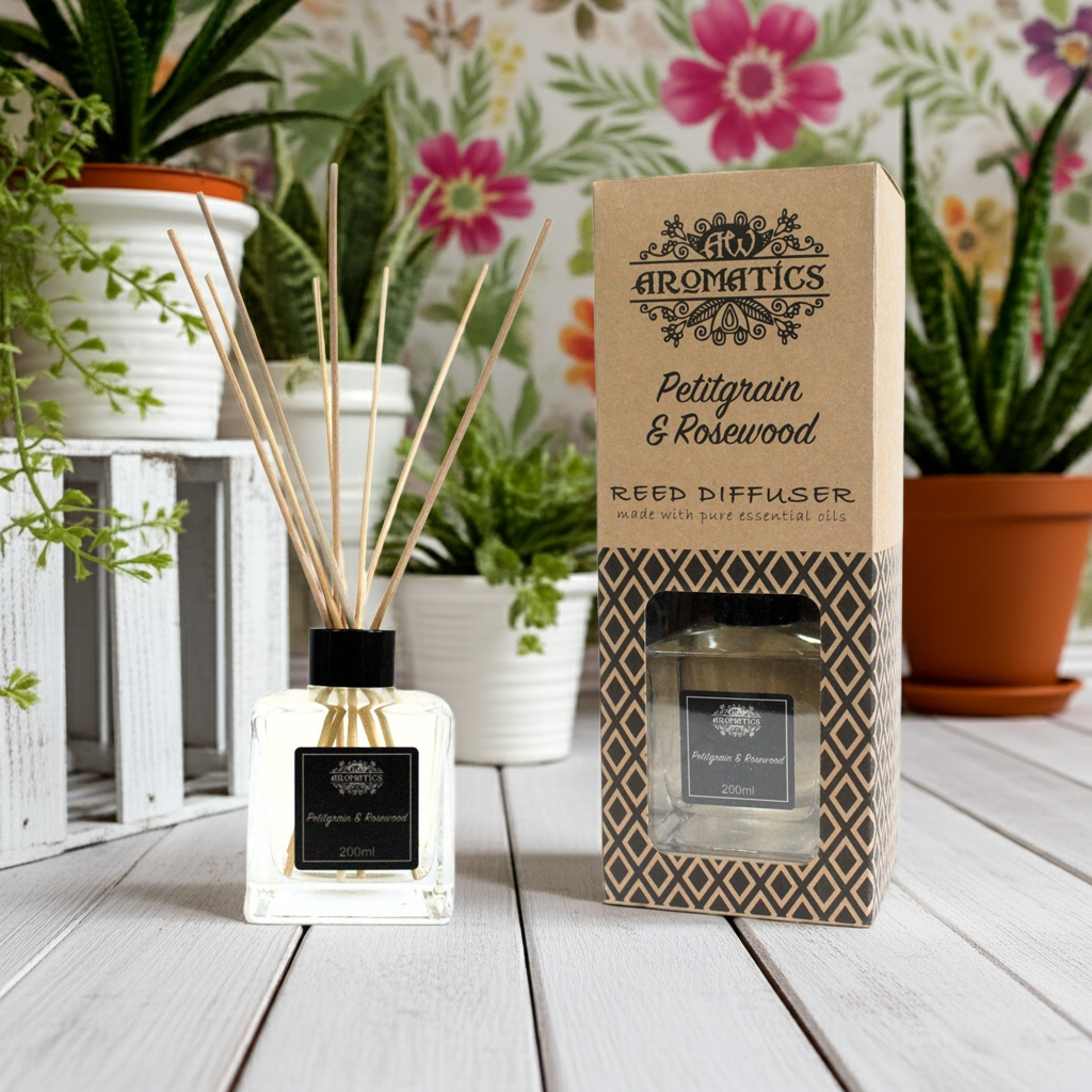 Petitgrain & Rosewood Reed Diffuser: Relaxing Aroma - 200ml