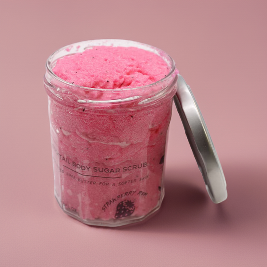 Strawberry Rum Sugar Body Scrub: Exfoliating & Skin Softening - 300g