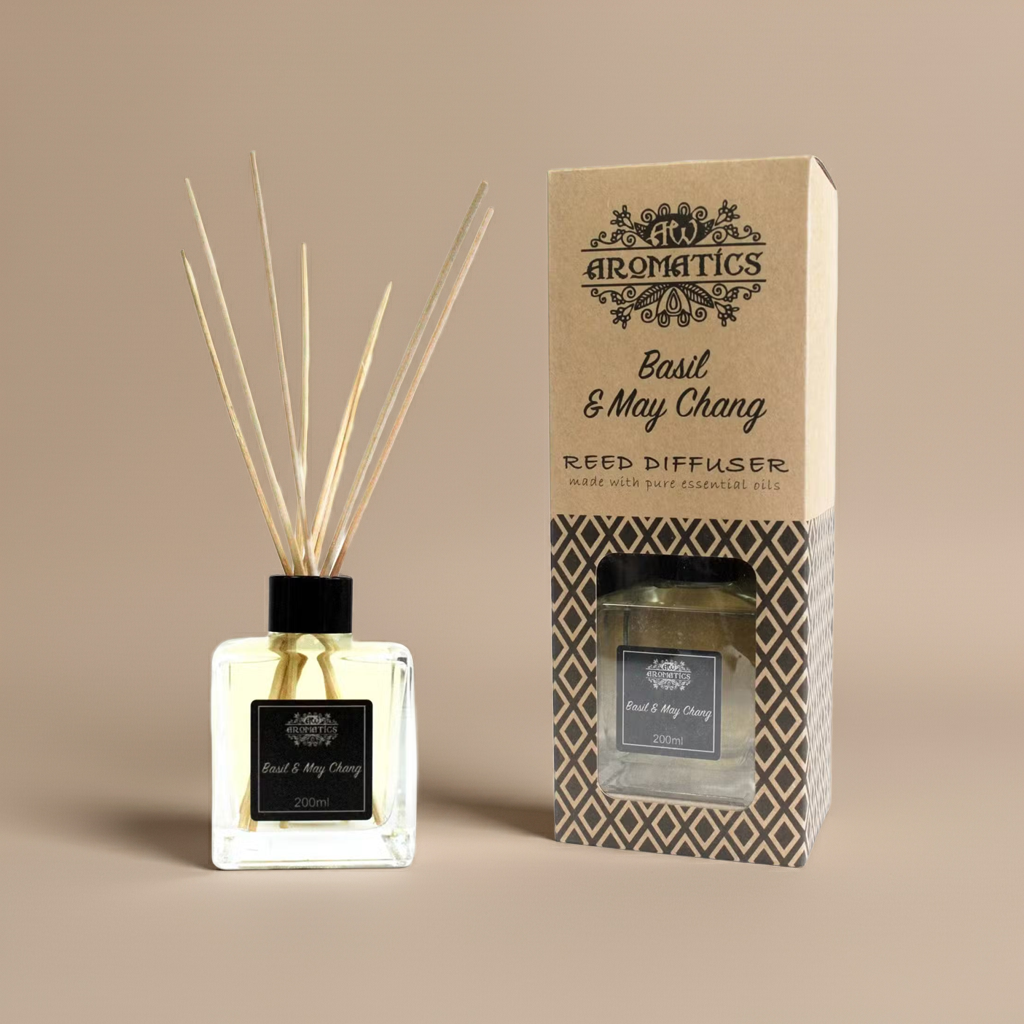 Essential Oil Reed Diffuser: Basil & Maychang - 200ml