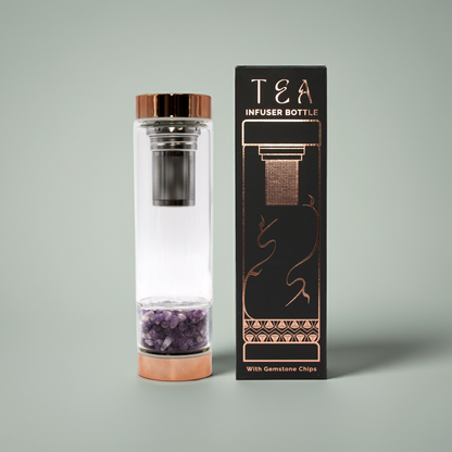 Crystal Glass Tea Infuser Bottle: Amethyst Crystal - 500ml