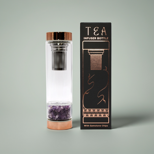 Crystal Glass Tea Infuser Bottle: Amethyst Crystal - 500ml