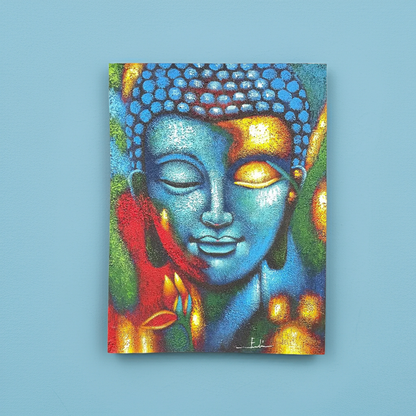 Buddha Wall Art: Serene Blue & Gold - 75x55cm