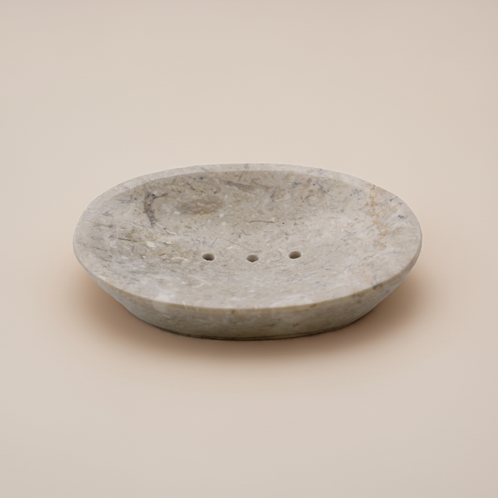 Oval Cream Marble Soap Dish