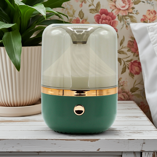 Night Light Humidifier: Relaxing Mist & Glow - Green & Bronze