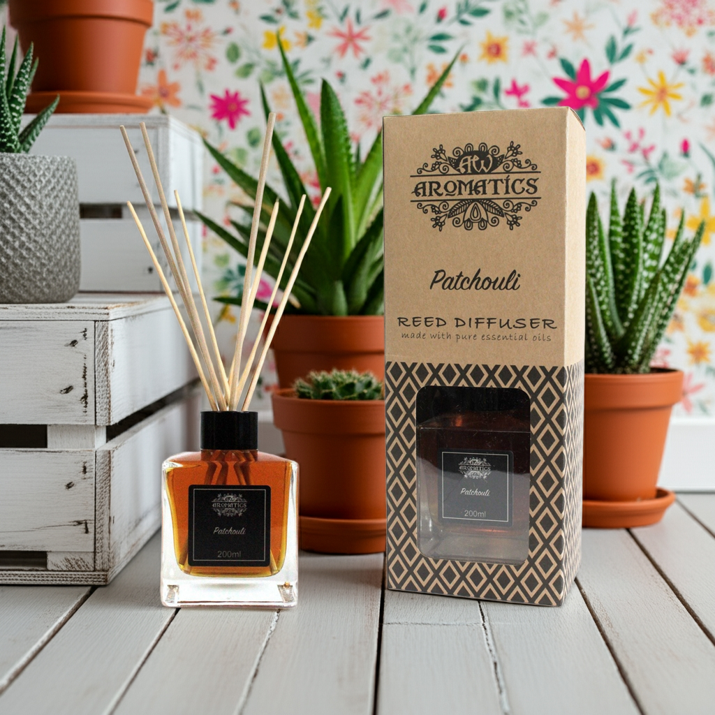 Patchouli Reed Diffuser: Sweet Earthy Aroma - 200ml
