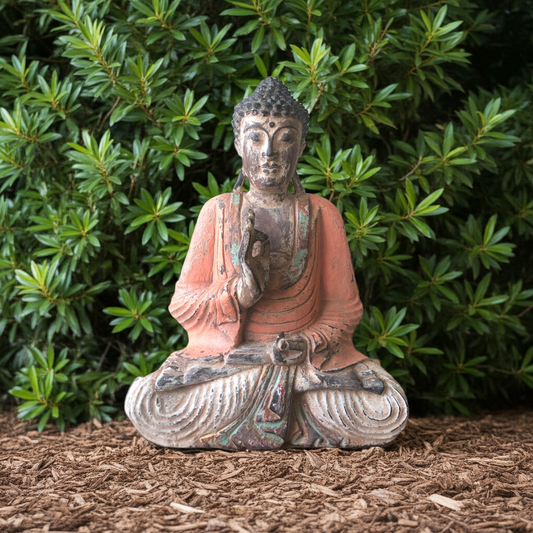 Hand-Carved Wooden Teaching Buddha Statue - 40cm