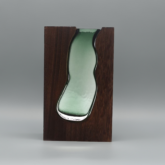 Hand Blown Molten Glass Terrarium: Dark Tung Wood