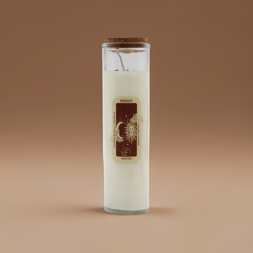 Magic Spell Candle: Friendship - Moss Agate