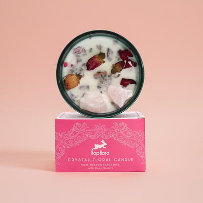 Rose Quartz Crystal Candle: Rose