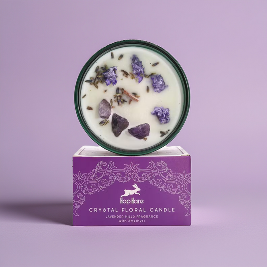 Lavender Fragrance Magic Flower Candle - Amethyst Crystals