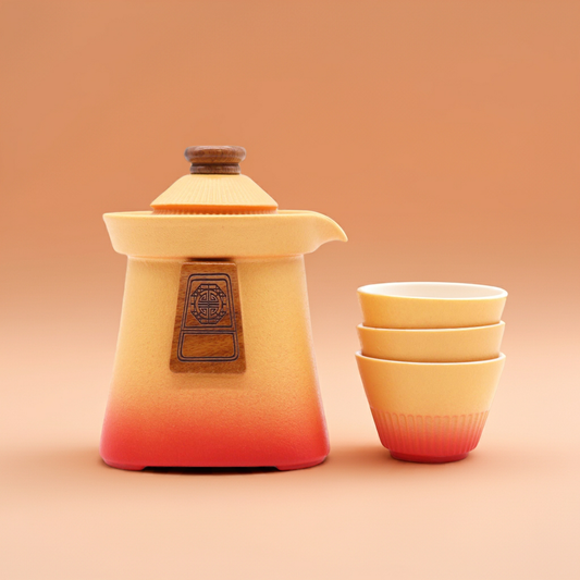 Temple Teapot Set: Orange Earth - 3 Cups