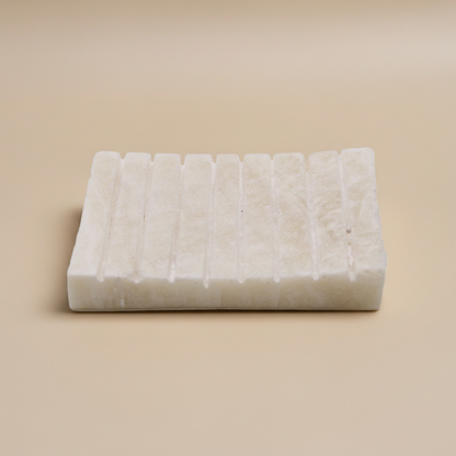 White Onxy Ridged Soap Dish