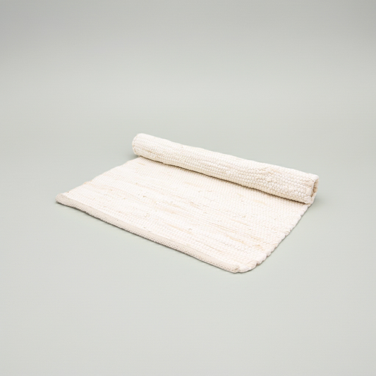 Indian Handloom Cotton Rug - Cream