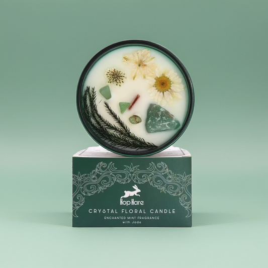 Mint Fragrance Magic Flower Candle - Jade Crystals