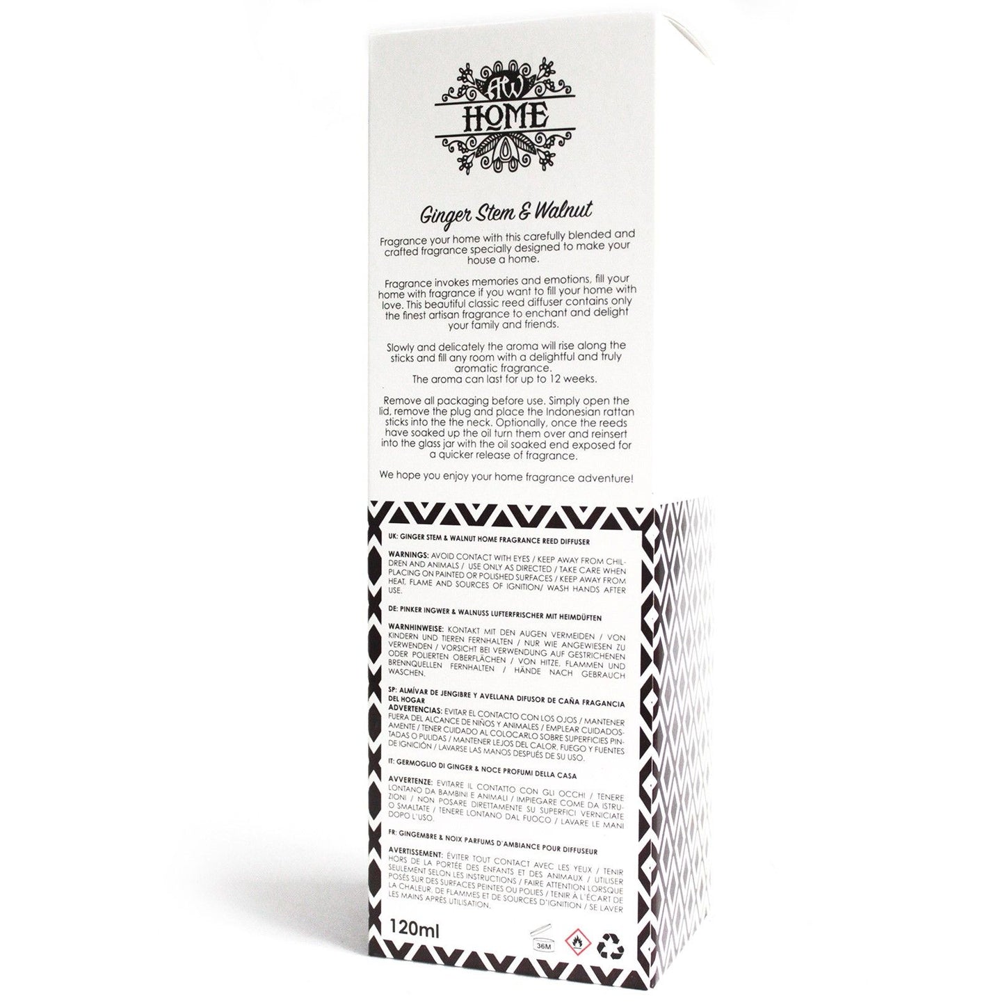 Fragrance Reed Diffuser: Ginger Stem & Walnut - 120ml