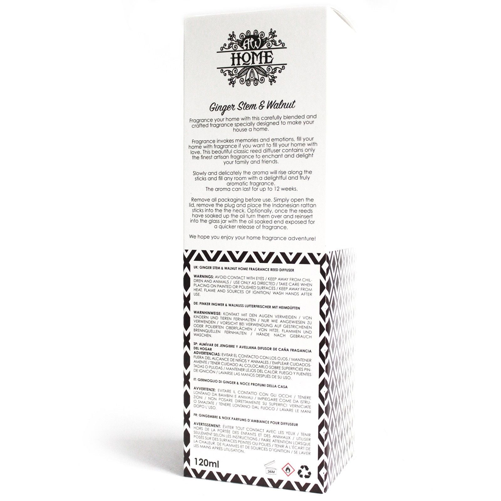 Fragrance Reed Diffuser: Ginger Stem & Walnut - 120ml