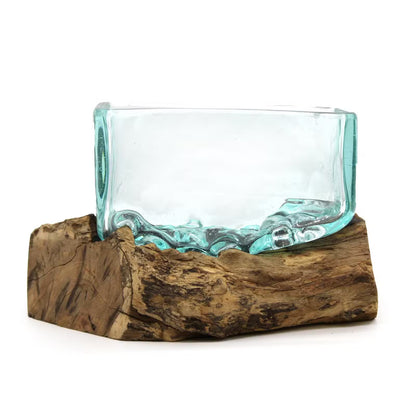 Hand-Blown Molten Glass Tank on Gamal Wood