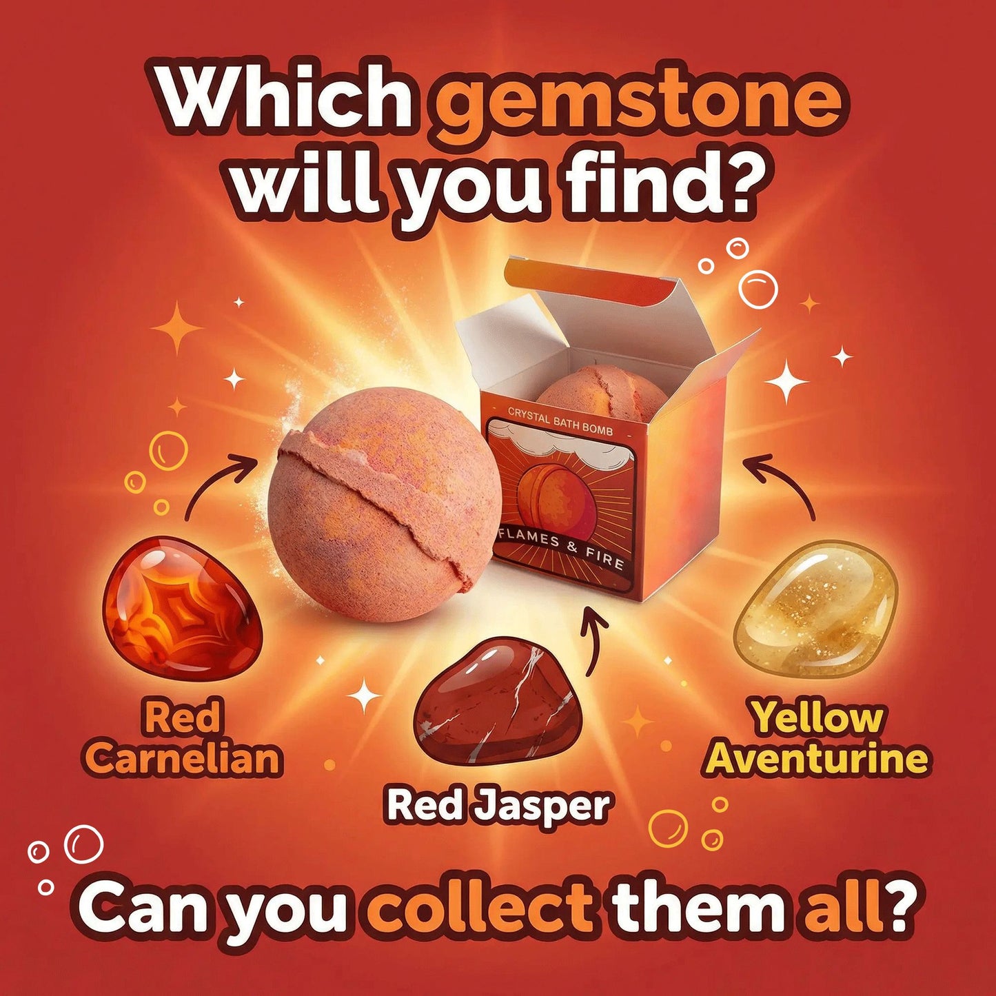 Elemental Crystal Bath Bomb: Flames & Fire - 180g