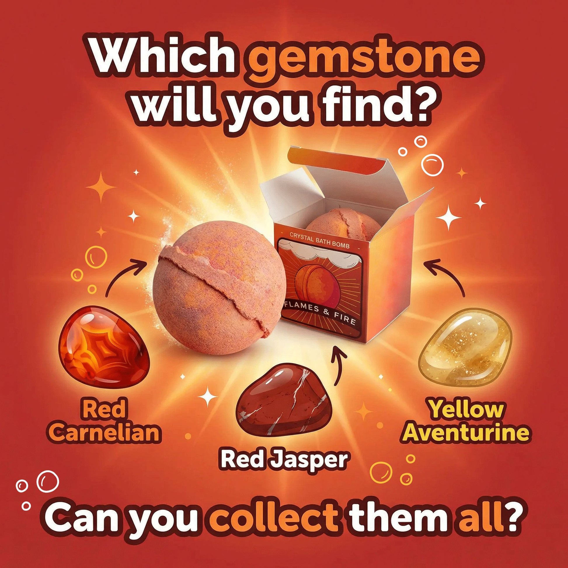 Elemental Crystal Bath Bomb: Flames & Fire - 180g