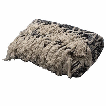 Boho Comfort Throw: Black & Biege Regency - 125x150cm