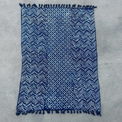 Handmade Indigo Throw: Namoona Waves - 170x120cm