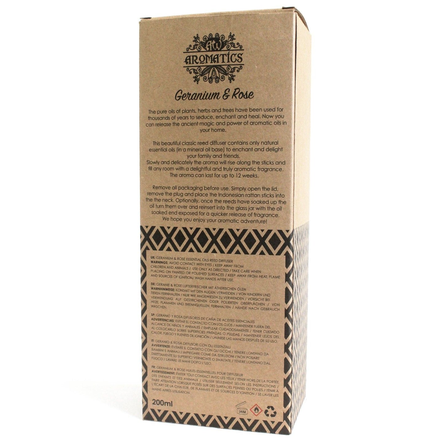 Geranium & Rose Reed Diffuser: Calming Aroma - 200ml