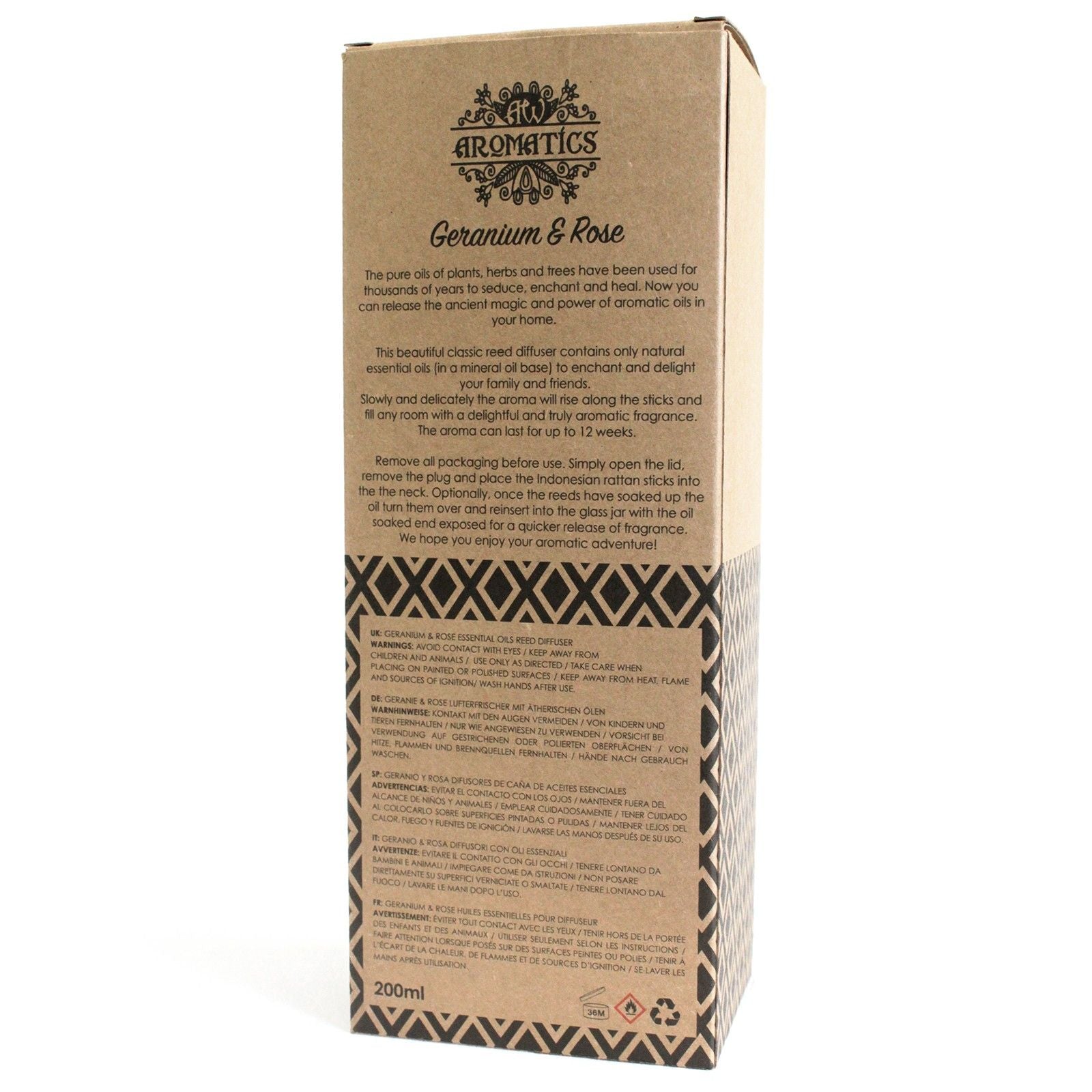 Geranium & Rose Reed Diffuser: Calming Aroma - 200ml