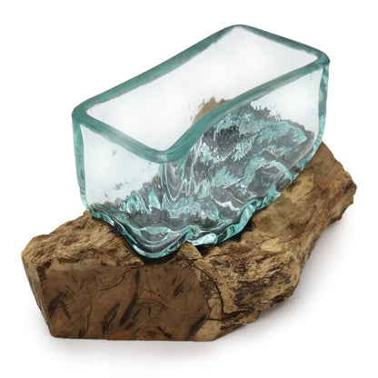 Hand-Blown Molten Glass Tank on Gamal Wood