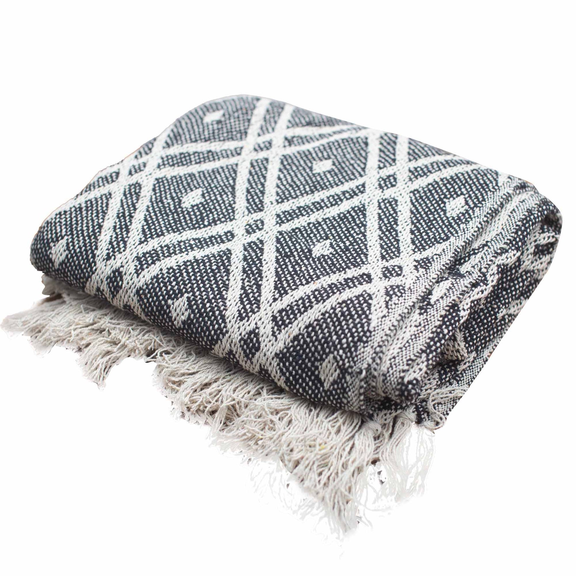 Boho Comfort Throw: Black & Biege Regency - 125x150cm