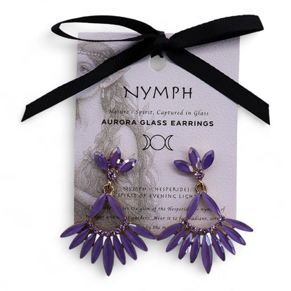 Long Drop Earrings: Lavender - Vintage Glass