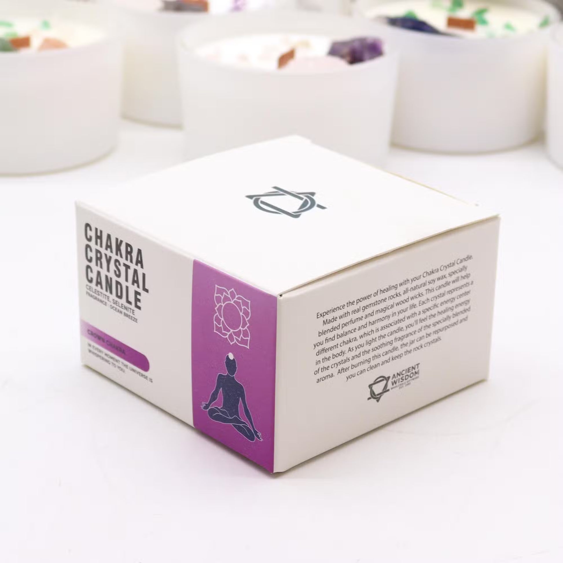 Crown Chakra Crystal Candle - Celestite & Selenite Crystals