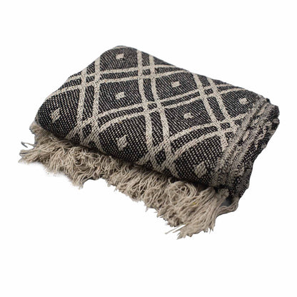 Boho Comfort Throw: Black & Biege Regency - 125x150cm