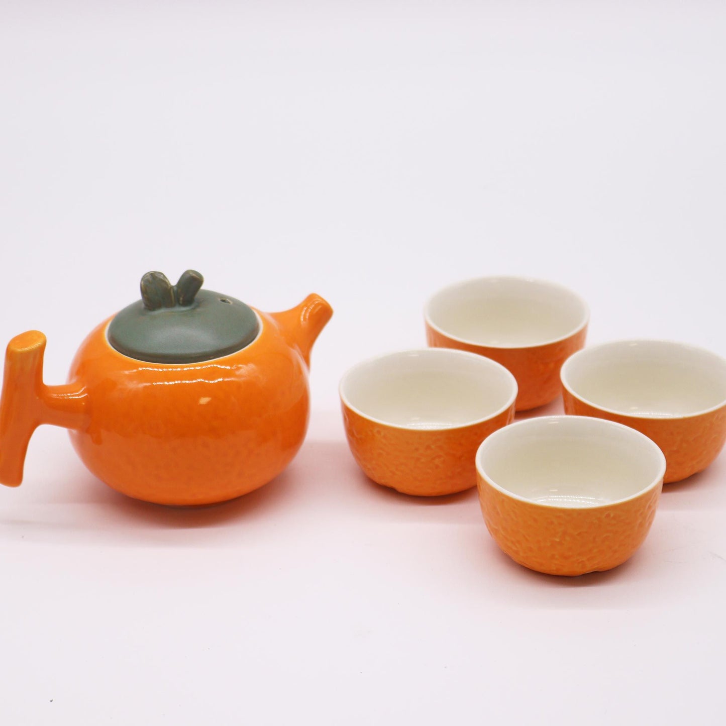 Orange Teapot Set: Funky Fruit Design - 200ml Pot & 4 Cups