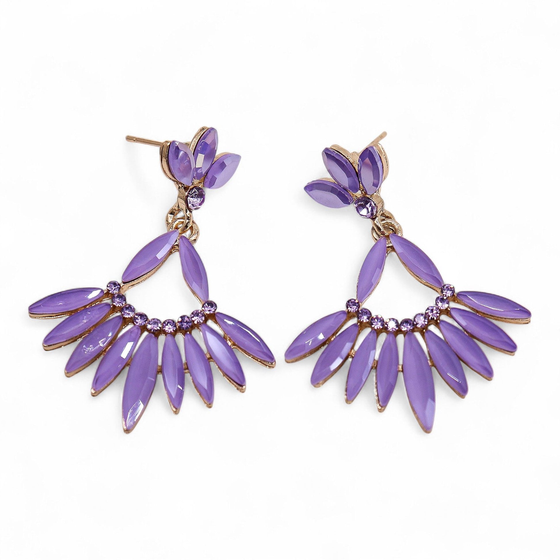 Long Drop Earrings: Lavender - Vintage Glass