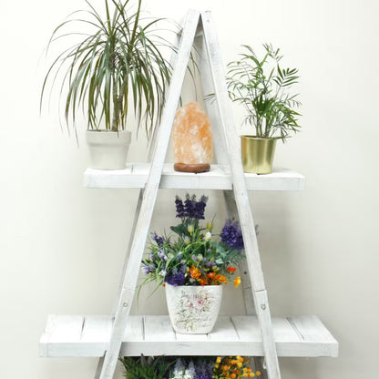 Folding Whitewash A-Frame Display: Natural Handmade Home Shelf