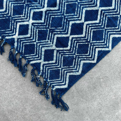 Handmade Indigo Runner: Heerak Pattern - 170x60cm