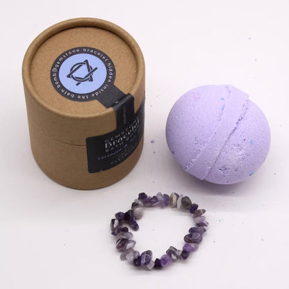 Lavender & Tea Tree Bath Bomb With Amethyst Gemstone Bracelet - 140g - Bath & Soak