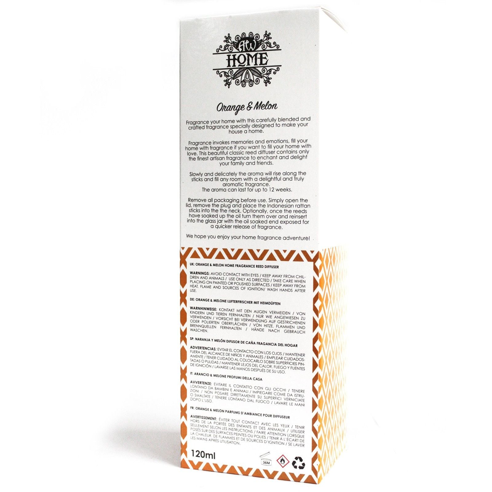 Fragrance Reed Diffuser: Orange & Melon - 120ml