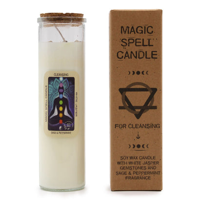Magic Spell Candle: Cleansing - White Jasper