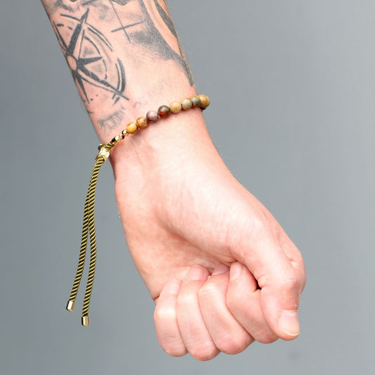 Picasso Jasper Bracelet: Stress Relief - 18k Gold Plated